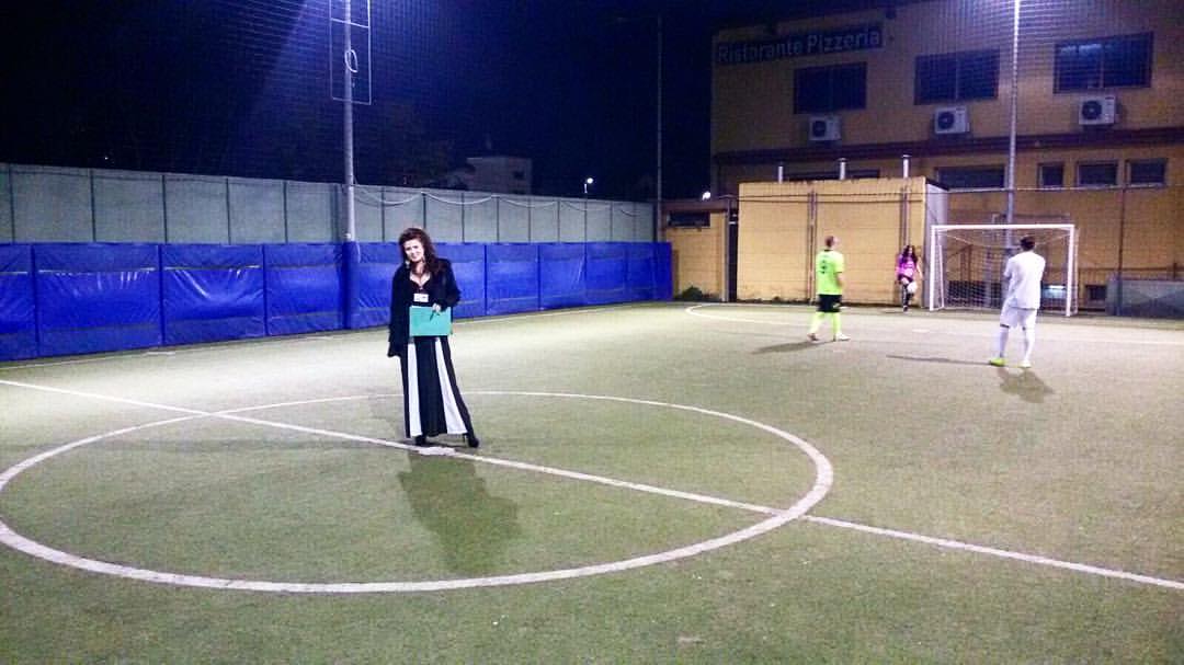 Friendly football match, women against men, to combat violence against women